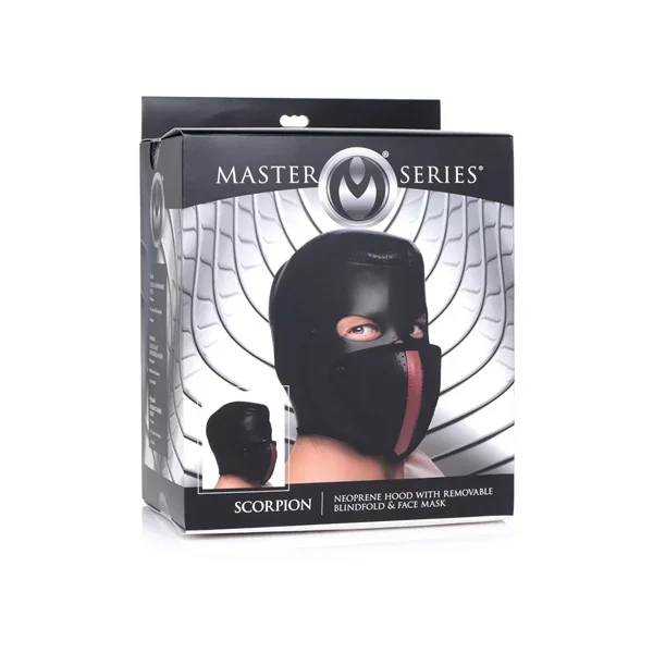 Master Series Scorpion Neoprene Hood with Removable Blindfold & Face Mask