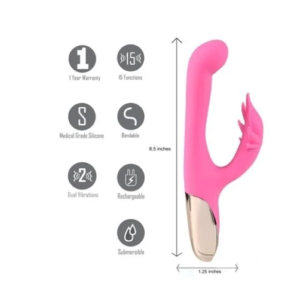 Maui Rechargeable Silicone Posable 420 Rabbit Pink