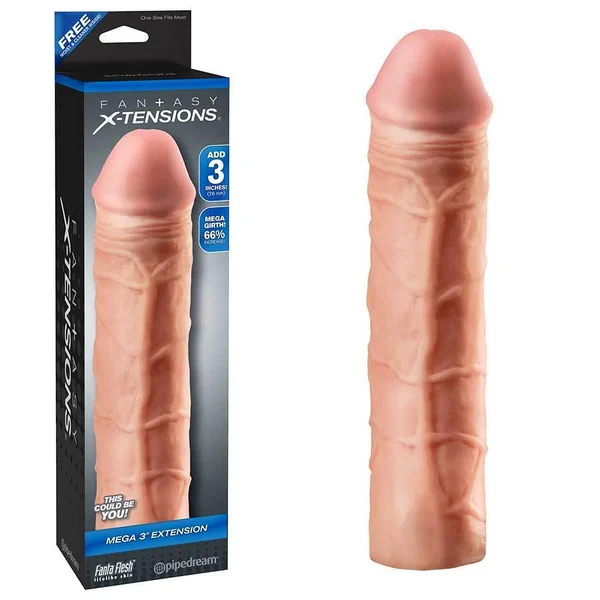 Mega Penis Extension Sleeve 9 Inch Tan Cock Sheath X-Tensions