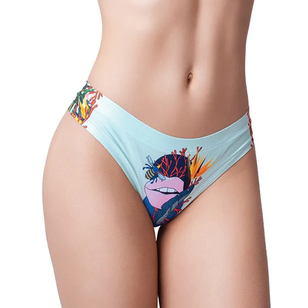Mememe Botanic Panic Lips Printed Thong Md