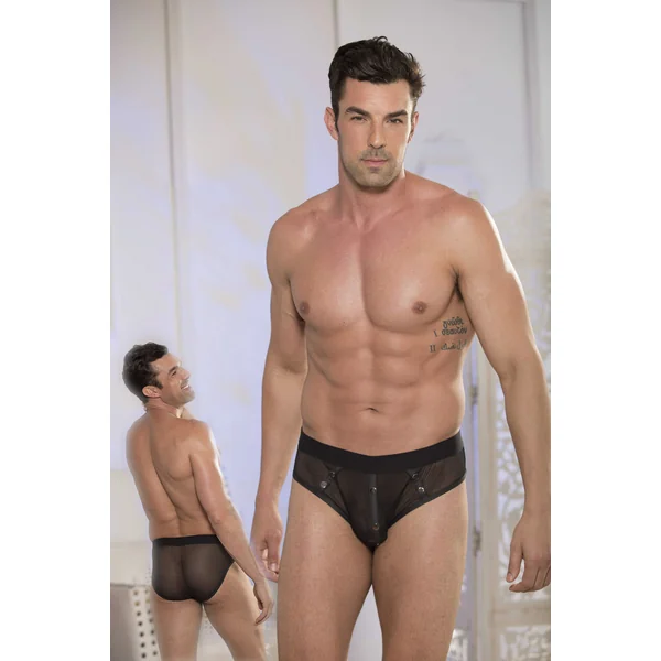 Men's Brief - Studded - Medium - Black
