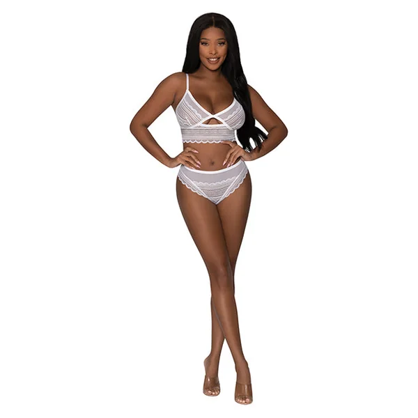 Modern Romance Bralette & Cheeky Hipster White L-xl