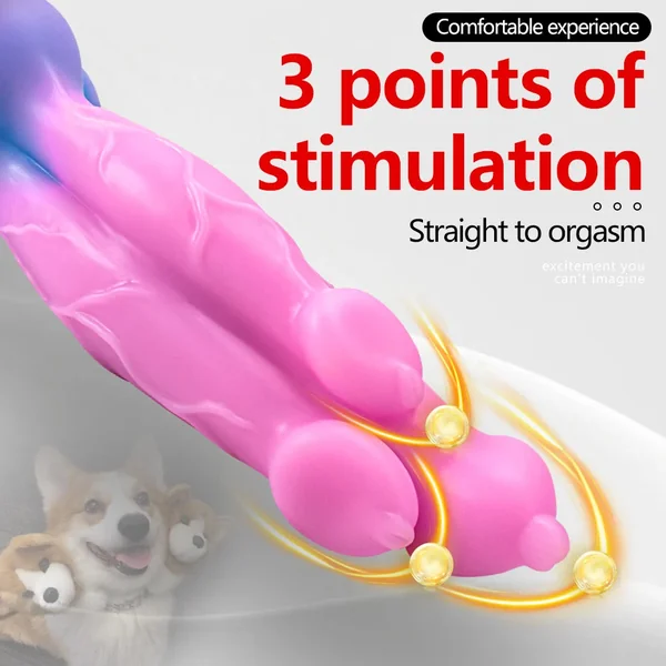 Monster Dog Dildo Butt Plug - 3 Heads Fantasy Animal Dildo Anal Prostate Massager