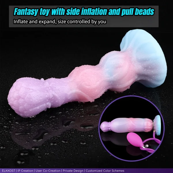 Monster Inflatable Fantasy Beaded Dildo - Vaginal Insertion Expanding Masturbation Toy