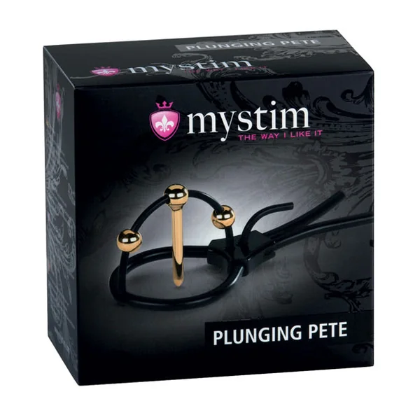 Mystim Plunging Pete W-corona Strap & Urethral Sound - Black-gold