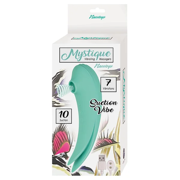 Mystique Suction Vibe Rechargeable Dual Ended Silicone Vibrator - Aqua
