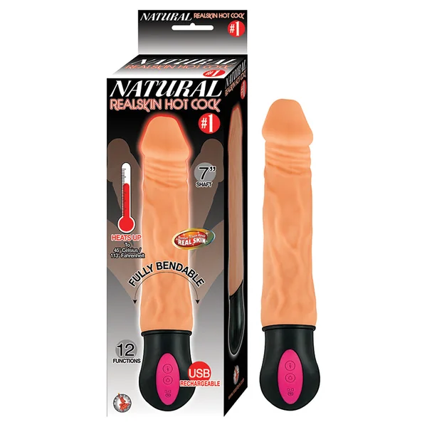 Natural Realskin Hot Cock #1 Dildo - White 7"