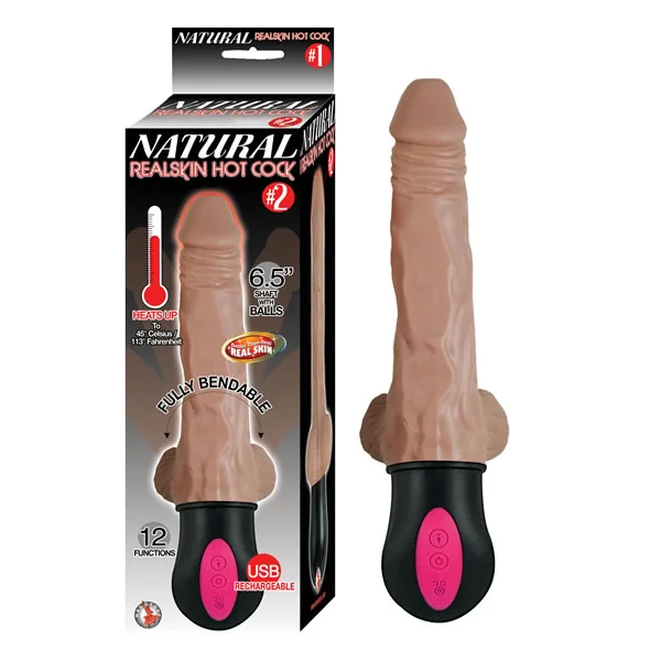 NATURAL REALSKIN HOT COCK #2 BROWN VIBRATING DILDO