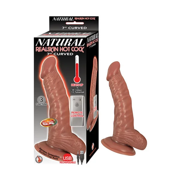 Natural Realskin Hot Cock Curved 7 Inch - Brown
