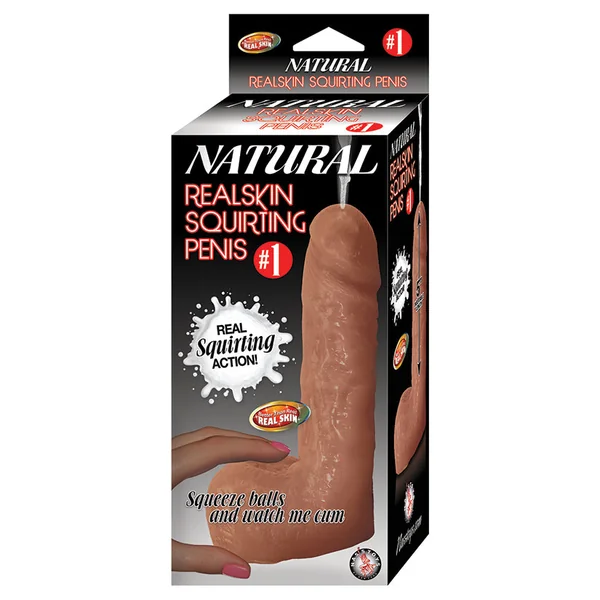 Natural Realskin Squirting Penis #1 Dildo - Brown