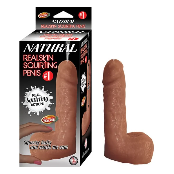 Natural Realskin Squirting Penis - Brown