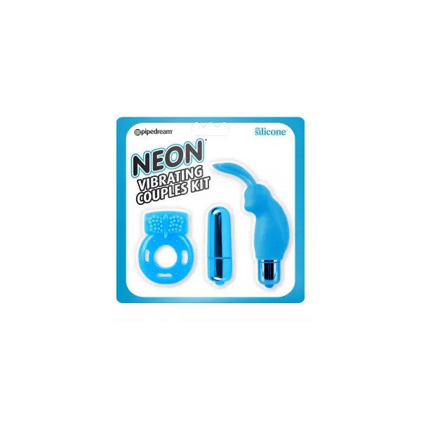 NEON VIBRATING COUPLES KIT BLUE