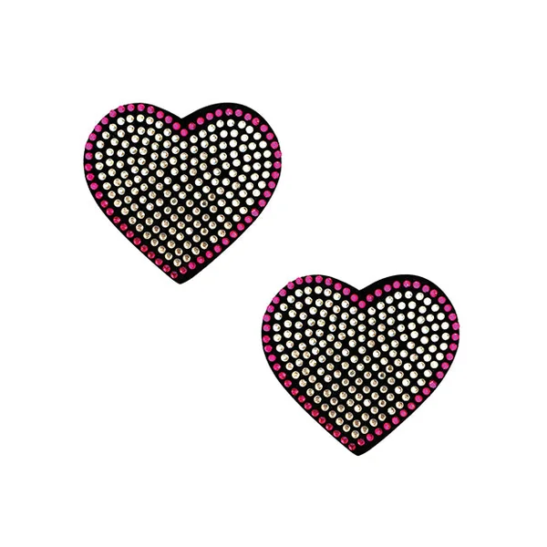 Neva Nude Burlesque Heart N' Soul Crystal Heart Pasties - Pink-clear O-s
