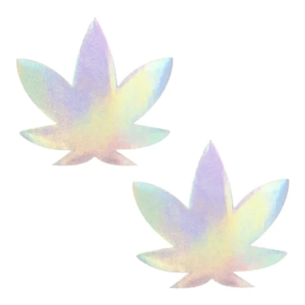 Neva Nude Pasty Weed Leaf Holographic