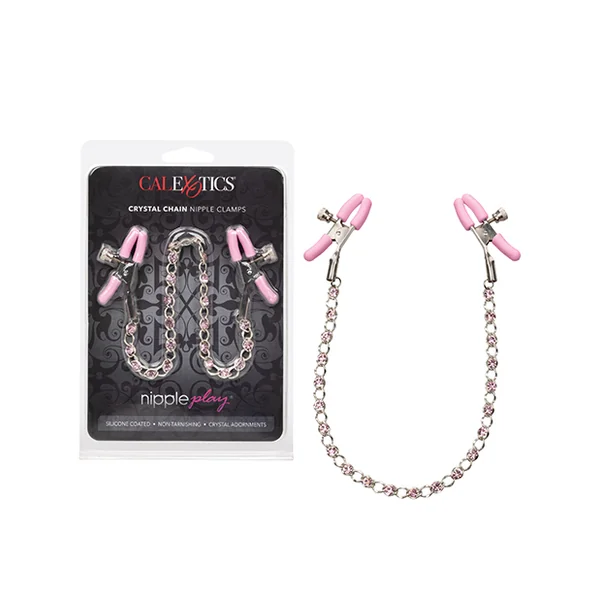 NIPPLE PLAY CRYSTAL CHAIN NIPPLE CLAMPS PINK