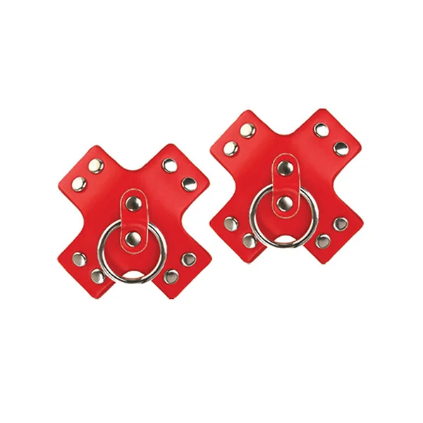 Nipplicious Seducer Leather Pasties W-ring - Red