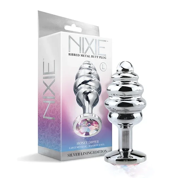 Nixie Honey Dipper Ribbed Metal Butt Plug – Large