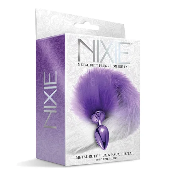 Nixie Metal Butt Plug w/Faux Fur Tail – Purple Metallic