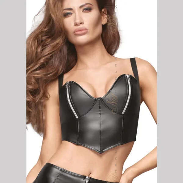 Noir Handmade Power Wet look Strap Crop Top