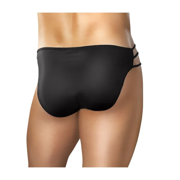 NYLON/SPANDEX CAGE BRIEF BLACK