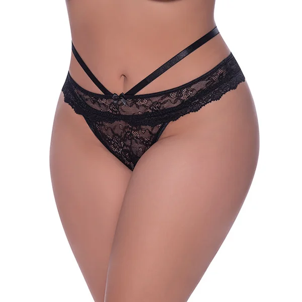 Ooh La Lace Peek-a-boo Cheeky Panty Black Qn