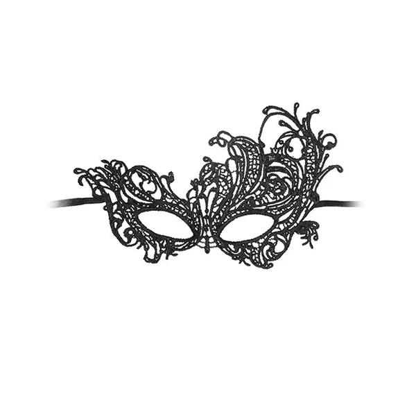 Ouch! Black and White Lace Eye Mask-Royal Black
