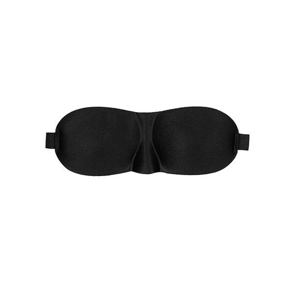 Ouch! Black and White Satin Curvy Eye Mask With Elastic Straps