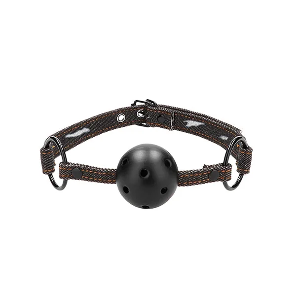 Ouch! Breathable Ball Gag With Denim Straps