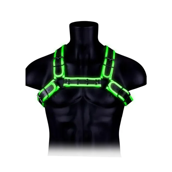 Ouch! Buckle Bulldog Harness Glow in the Dark – Large/XLarge – Green