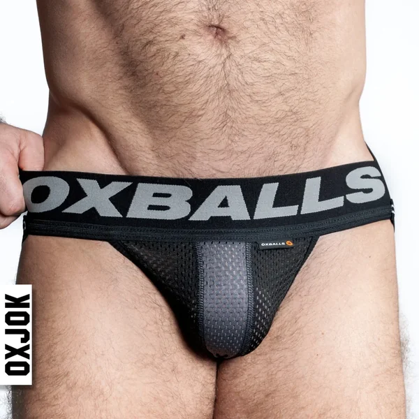 Oxballs Airmesh Upthrust Slider Strap Jock Tar Black X Large