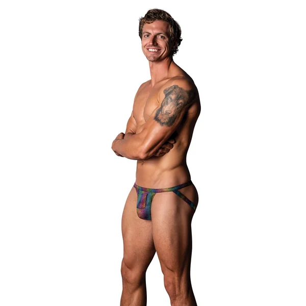 Pack & Play Jock w/Front Condom Pocket - Rainbow L/XL