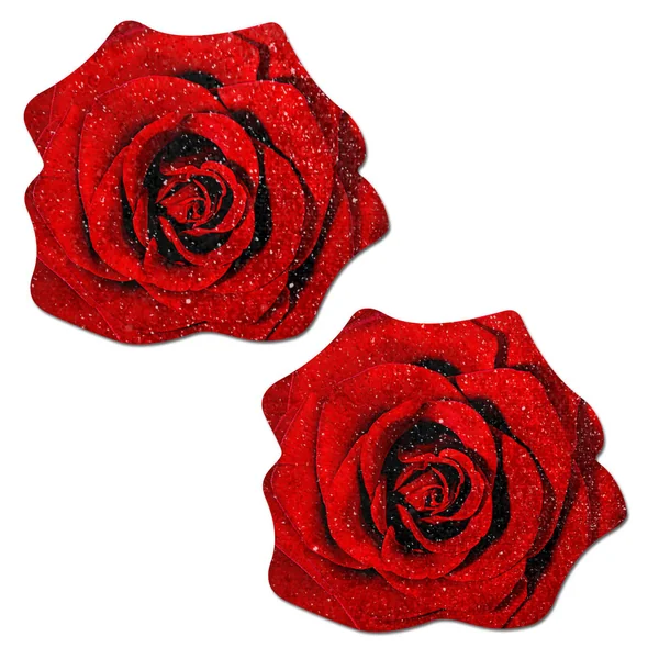 PASTEASE ROSE RED GLITTER VELVET NIPPLE PASTIES