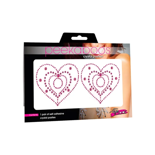 PASTIES CRYSTAL HEART PINK(PEEKABOO CRYSTALS)