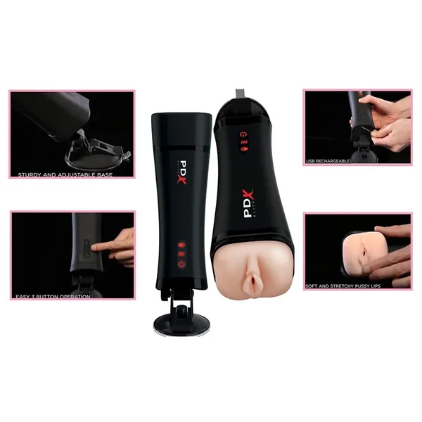 PDX Elite Talk-Back Super Stroker USB Rechargeable Interactive Vibrating Masturbator Flesh