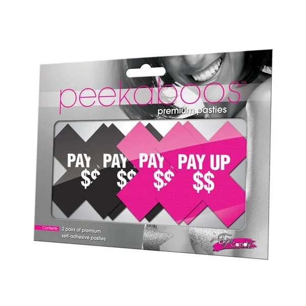 Peekaboos Pay Up Pasties – 2 Pairs 1 Black/1 Pink