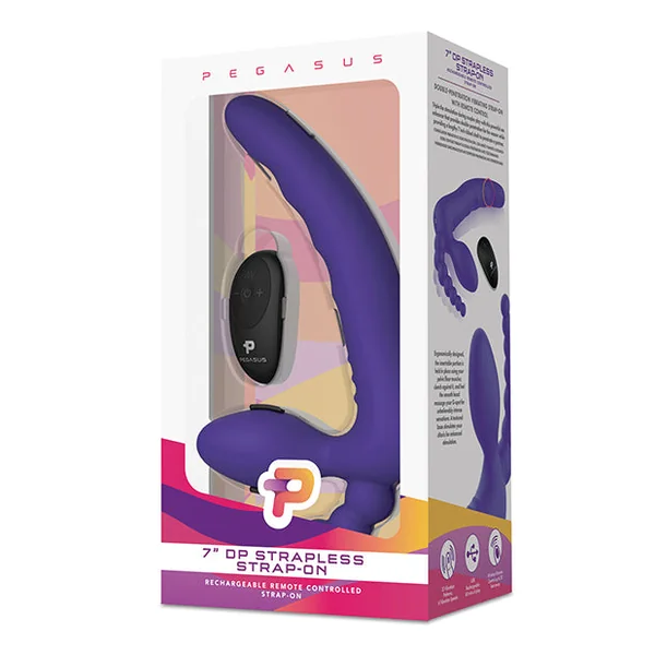 Pegasus 7" Strapless Strap On W-remote - Purple