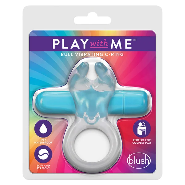 Play With Me Bull Blue Vibrating Penis Ring