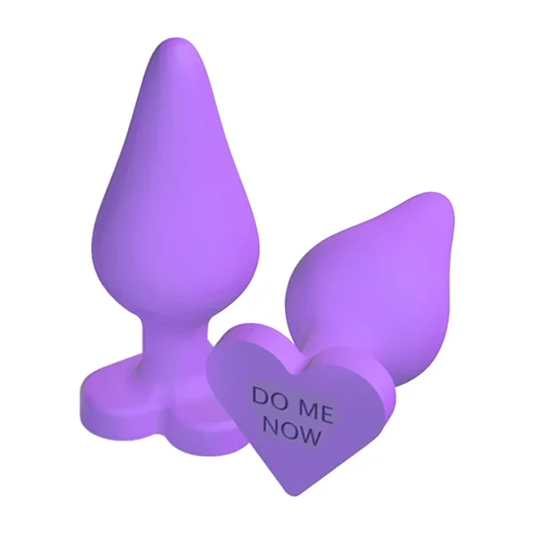 Play with Me Naughty Candy Heart Do Me Now Silicone Butt Plug – Purple