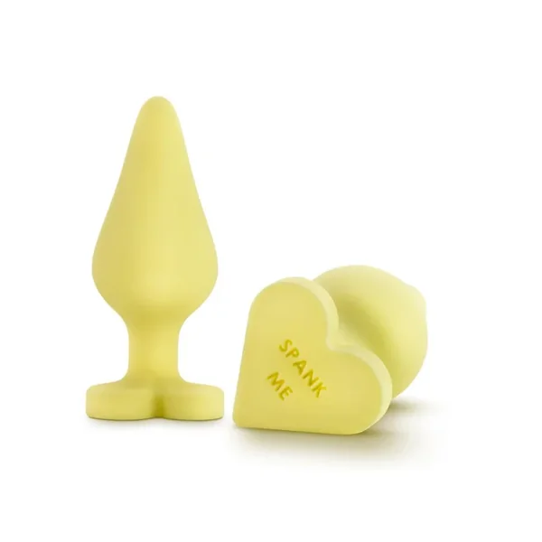 Play with Me Naughty Candy Heart Spank Me Silicone Butt Plug – Yellow