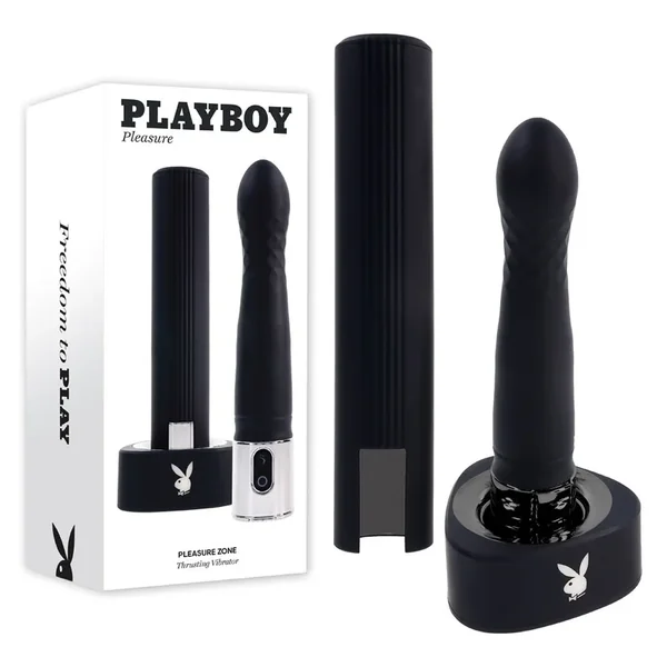 Playboy Pleasure PLEASURE ZONE – Black 21.4 cm Rechargeable Vibrator with USB Charging Dock