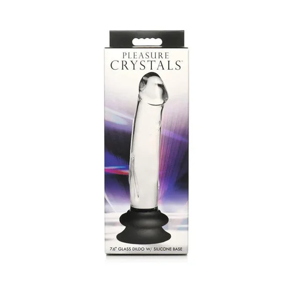 Pleasure Crystal Glass Dildo with Silicone Base - 7.6 Inch