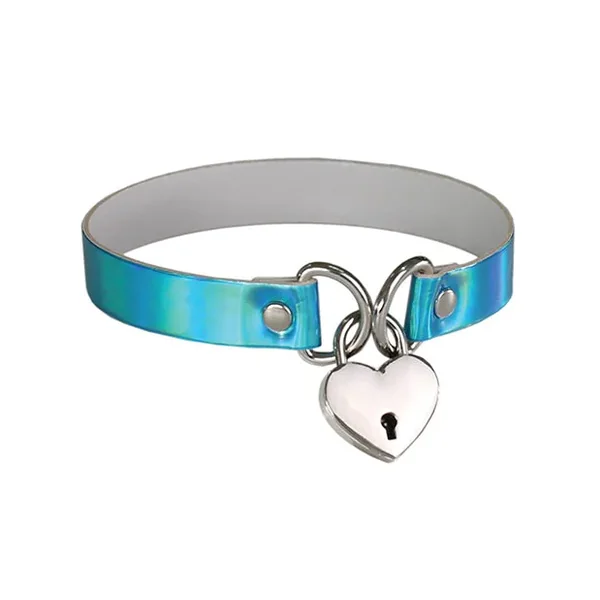 Plesur Heart Lock Collar – Holographic Blue