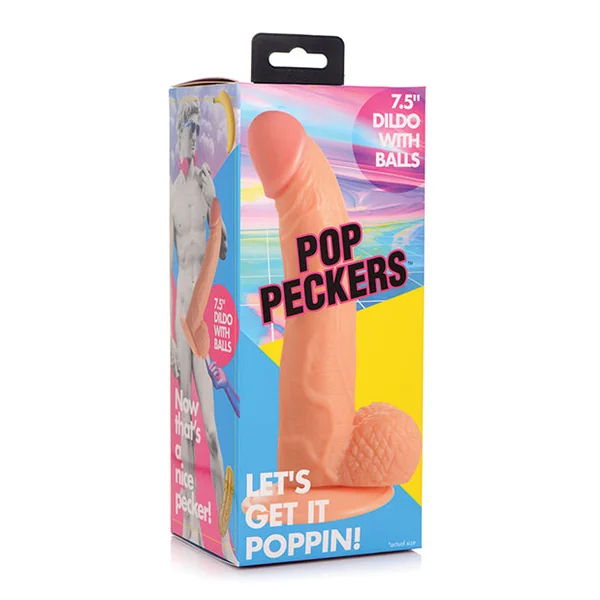 Pop Peckers 7.5" Dildo W/balls - Light