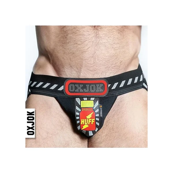 Popper Jock 3D Rubber Huffer Jock – Black/Red – XLarge