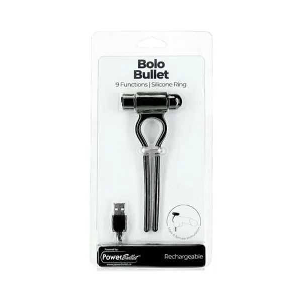 Power Bullet Bolo Adjustable Cockring W/ Rechargeable Vibrating Bullet