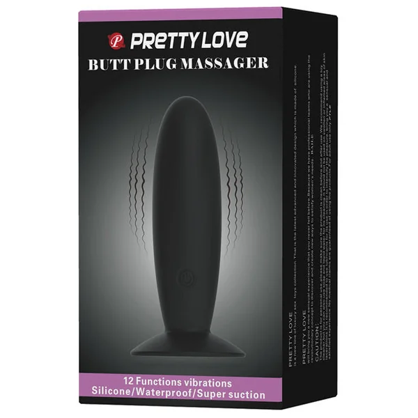 Pretty Love Butt Plug Massager - 12 Function Black
