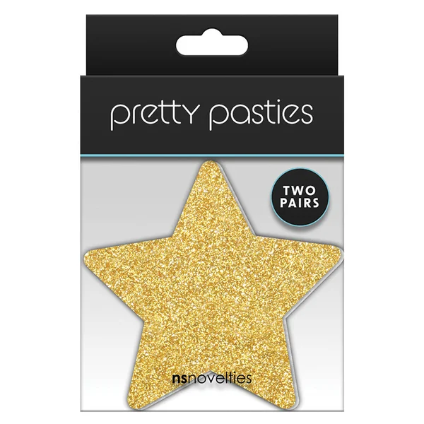Pretty Pasties Glitter Stars - Blk/Gold (2 Pack)