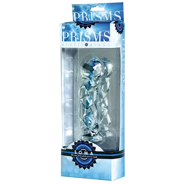 Prisms Erotic Glass Soma Twisted Dildo – Clear/Blue