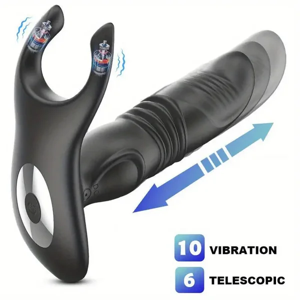 Prostate Massager Vibrating Thrusting Telescopic Dildo G-spot Anal Butt Plug