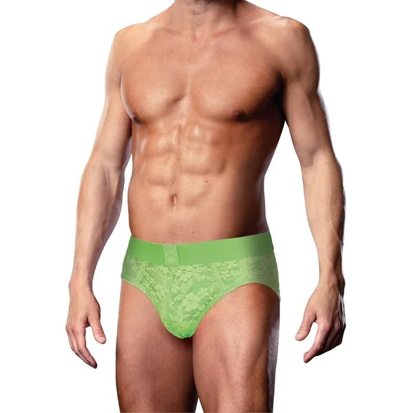 Prowler Neon Green Lace Open Back Brief XX Large